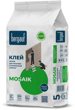 Bergauf Mosaik 25 кг Клей белый для мозаики и прозрачной плитки