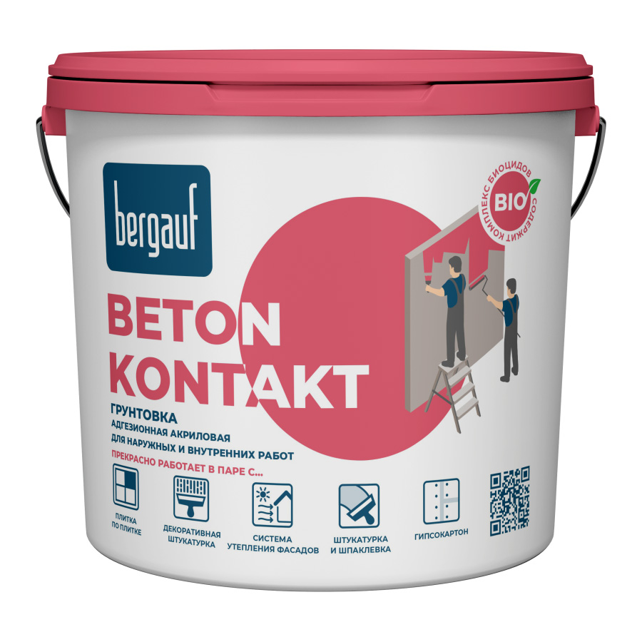 Bergauf Praktik Грунтовка бетон-контакт сцепляющая (адгезионная) акриловая для наружных и внутренних работ ЛЕТО-ЗИМА, 14 кг