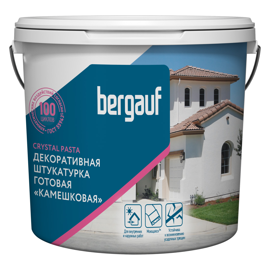 Bergauf Crystal Pasta готовая декоративная акриловая штукатурка с фактурой «камешковая» 1-1,5 мм