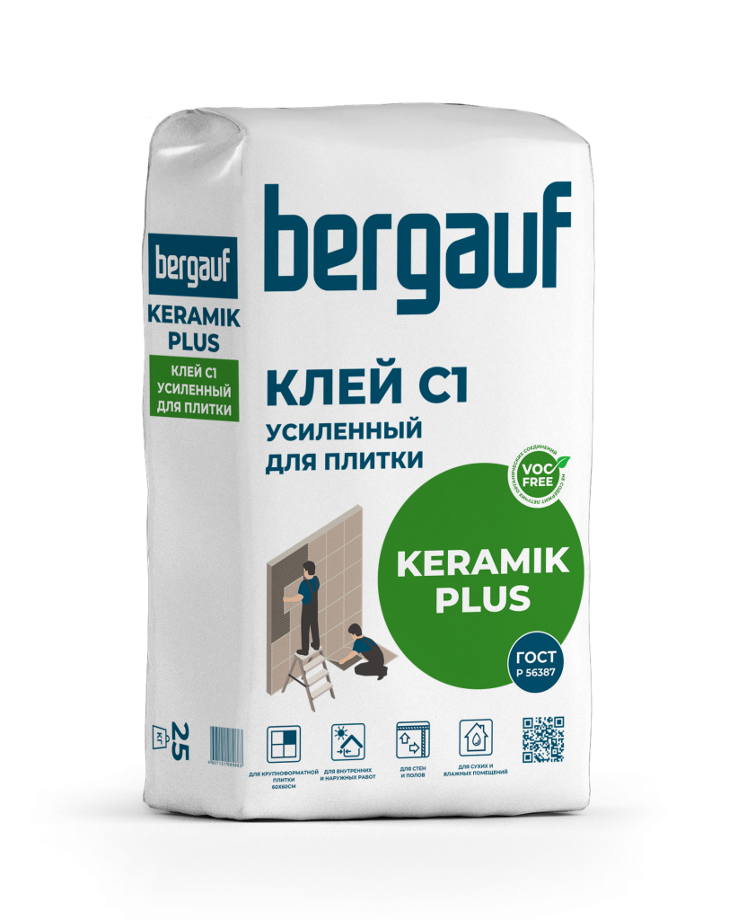 Bergauf Keramik Plus С1 усиленный плиточный клей, 25 кг