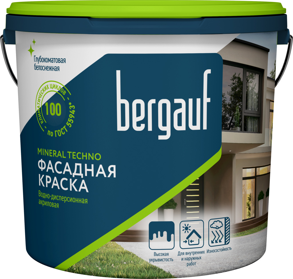 Bergauf Mineral Techno краска силикатная для фасадных работ база C ЛЕТО-ЗИМА