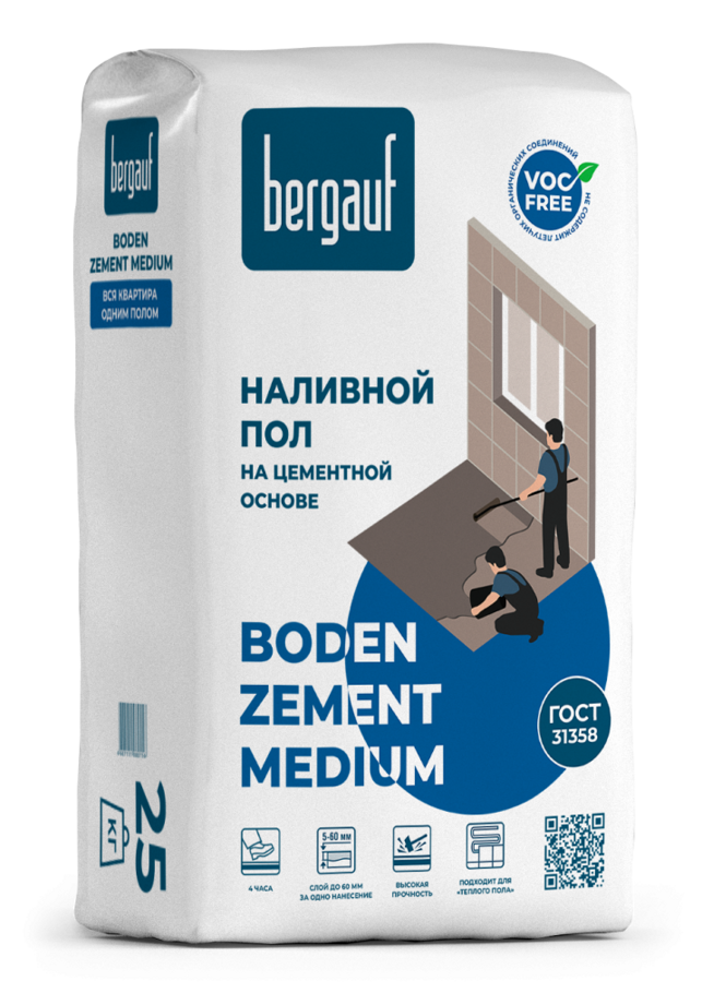 Bergauf Boden Zement Medium 25 кг Наливной пол на цементной основе